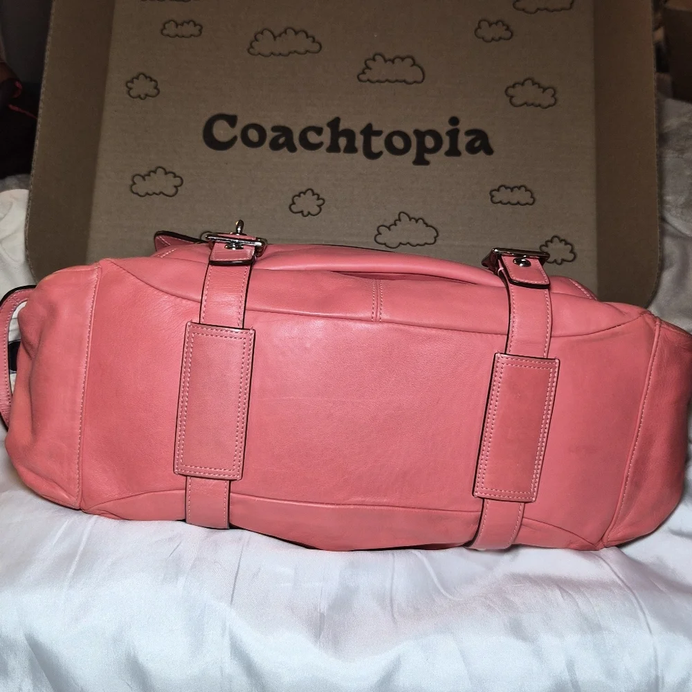 Coach Pink Leather Shoulder Bag with Chain Strap